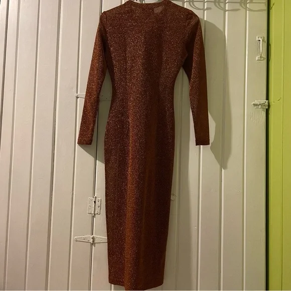 Cynthia Rowley copper metallic tease sheer dress X-small NWT - Picture 6 of 10